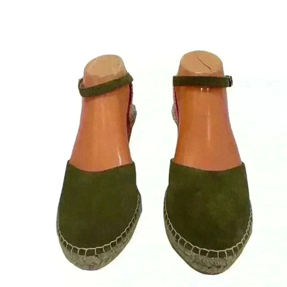 Espadrij l'originale Women Suede Green Jute Heels Ankle Strap Platform Sz 40/ 10 - Picture 4 of 16